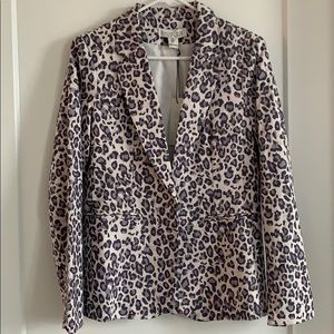 Rachel Zoe leopard print linen blazer.